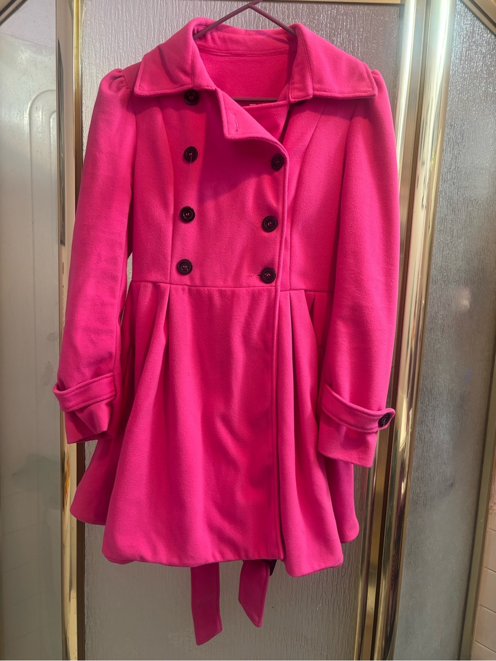 EUC Women's Hot Pink Double-Breasted Peacoat Jacket Size S
